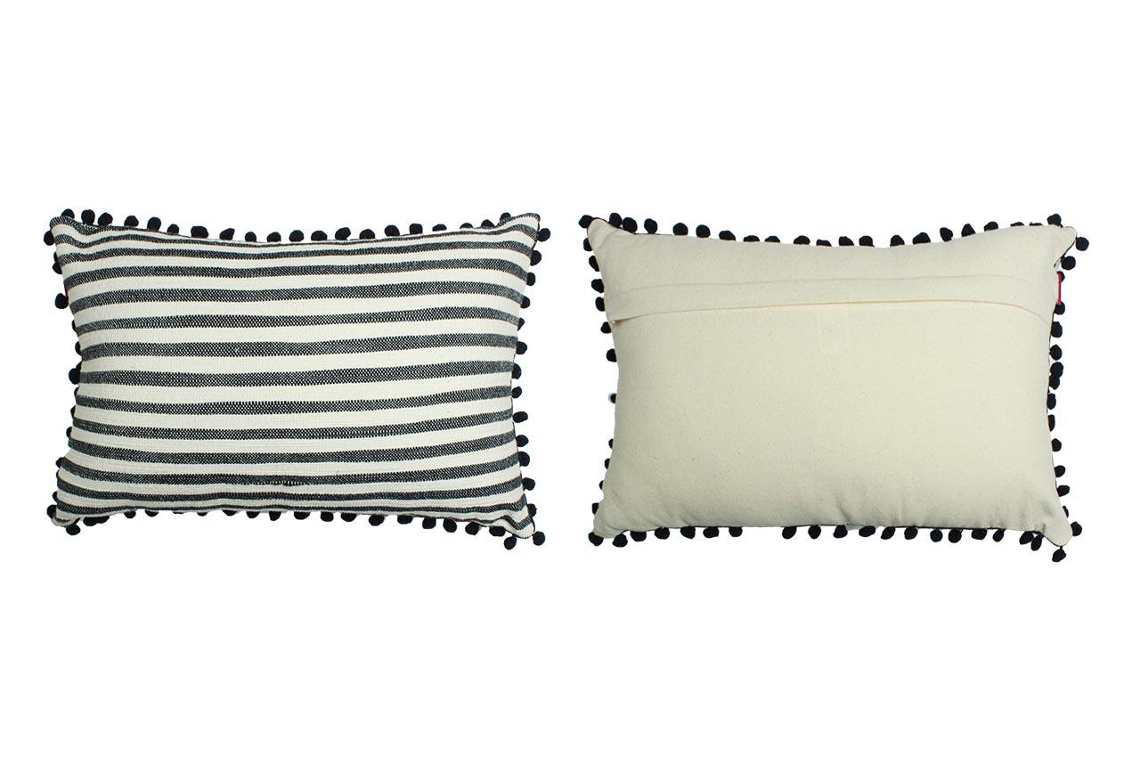 Breton Pompom Cushion Cover (18*12 Inches)  Set of 2 Pc